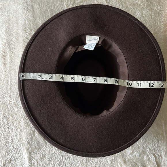 Universal Thread chocolate brown 100% wool wide brimmed fedora hat w band - Picture 3 of 7